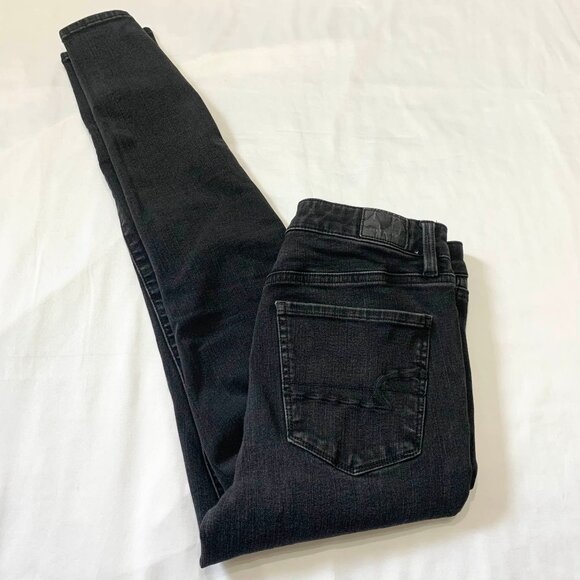 VTG Y2k 2000S American Eagle Womens 360 Next Level Stretch Black Denim Jeans - Picture 7 of 7